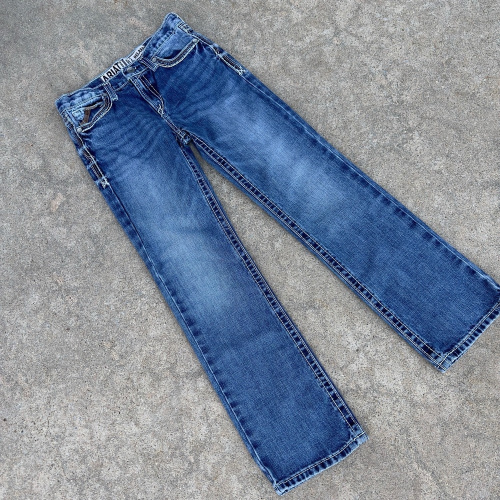 Ariat Boys Youth Size 14 (28x30) B4 Relaxed Boot Denim Jeans Durango Coltrane - Picture 3 of 14